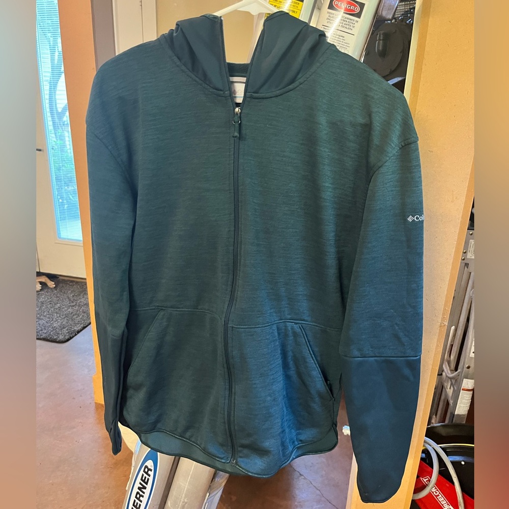 Women’s Columbia Dark Green Teal Zip-Up Fleece Jacket Size Medium